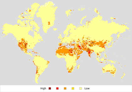 Water Risk FilterのWater Depletion指標のリスク評価（5段階）