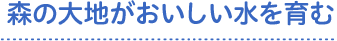 森の大地がおいしい水を育む