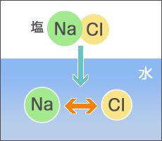 塩が水にとけるとき