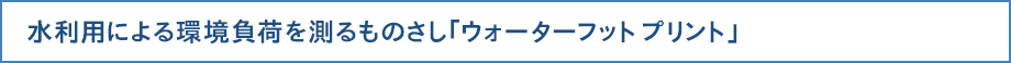 水利用による環境負荷を測るものさし「ウォーターフットプリント」