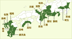 主な茶産地の地図