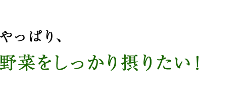 やっぱり、野菜をしっかり摂りたい！